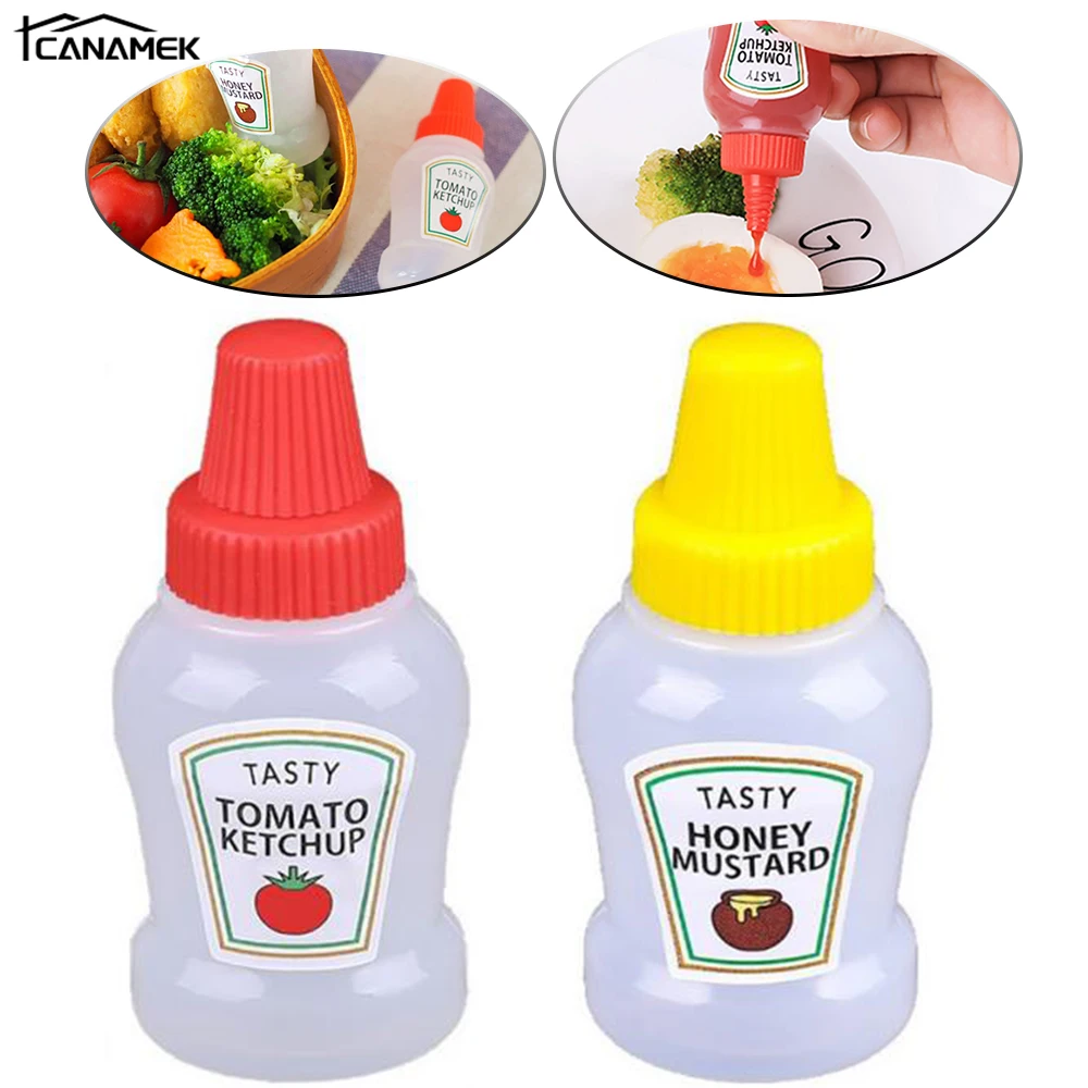 1/2/3/4pc Mini Tomato Gravy Boat Salad Dressing Oil Spray Bottle Random Send Ketchup Honey Mustard Small Sauce Mini Container