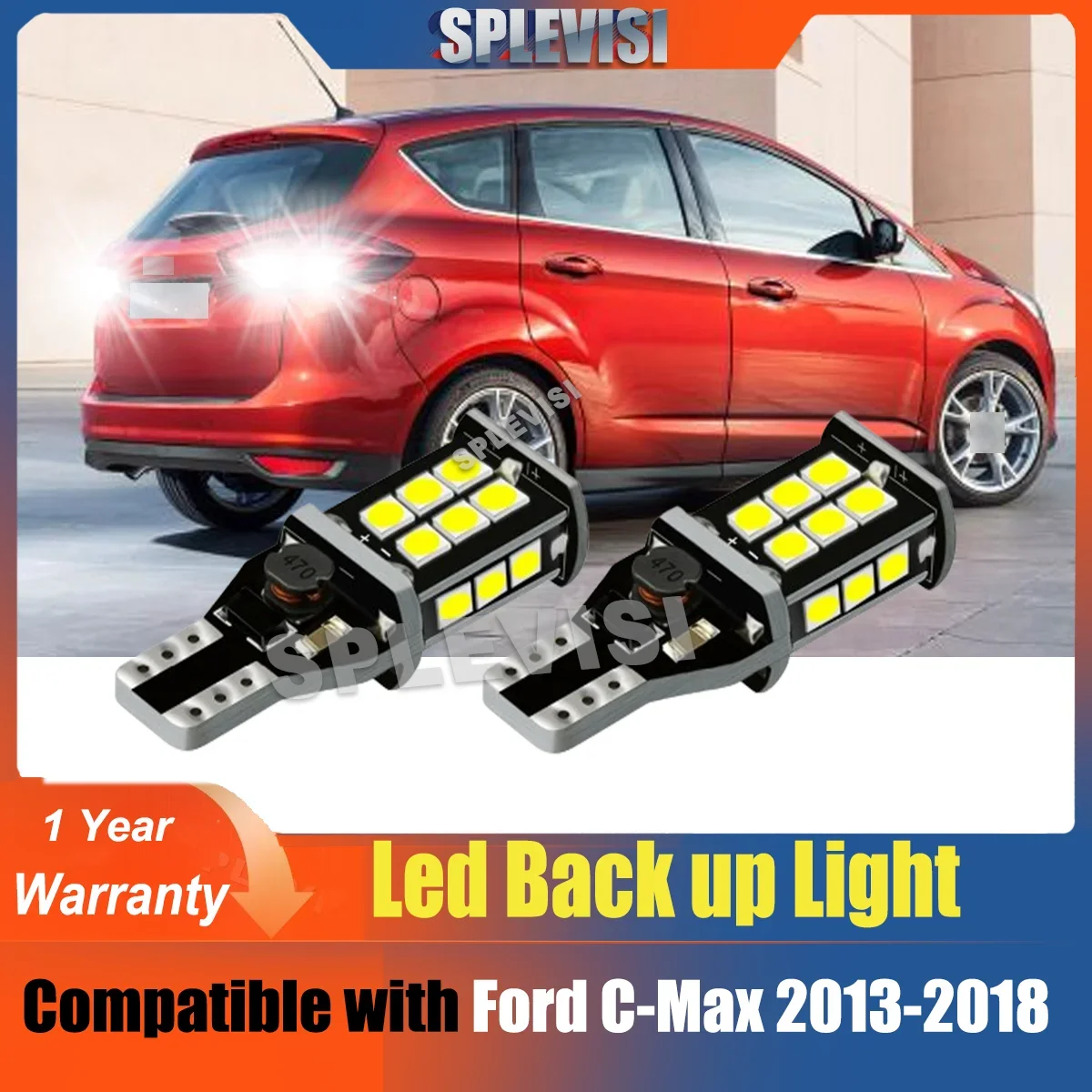 

2x LED Bulb Reverse Light Replace Halogen Bulbs fit for Ford C-Max 2013-2018 2013 2014 2015 2016 2017 2018