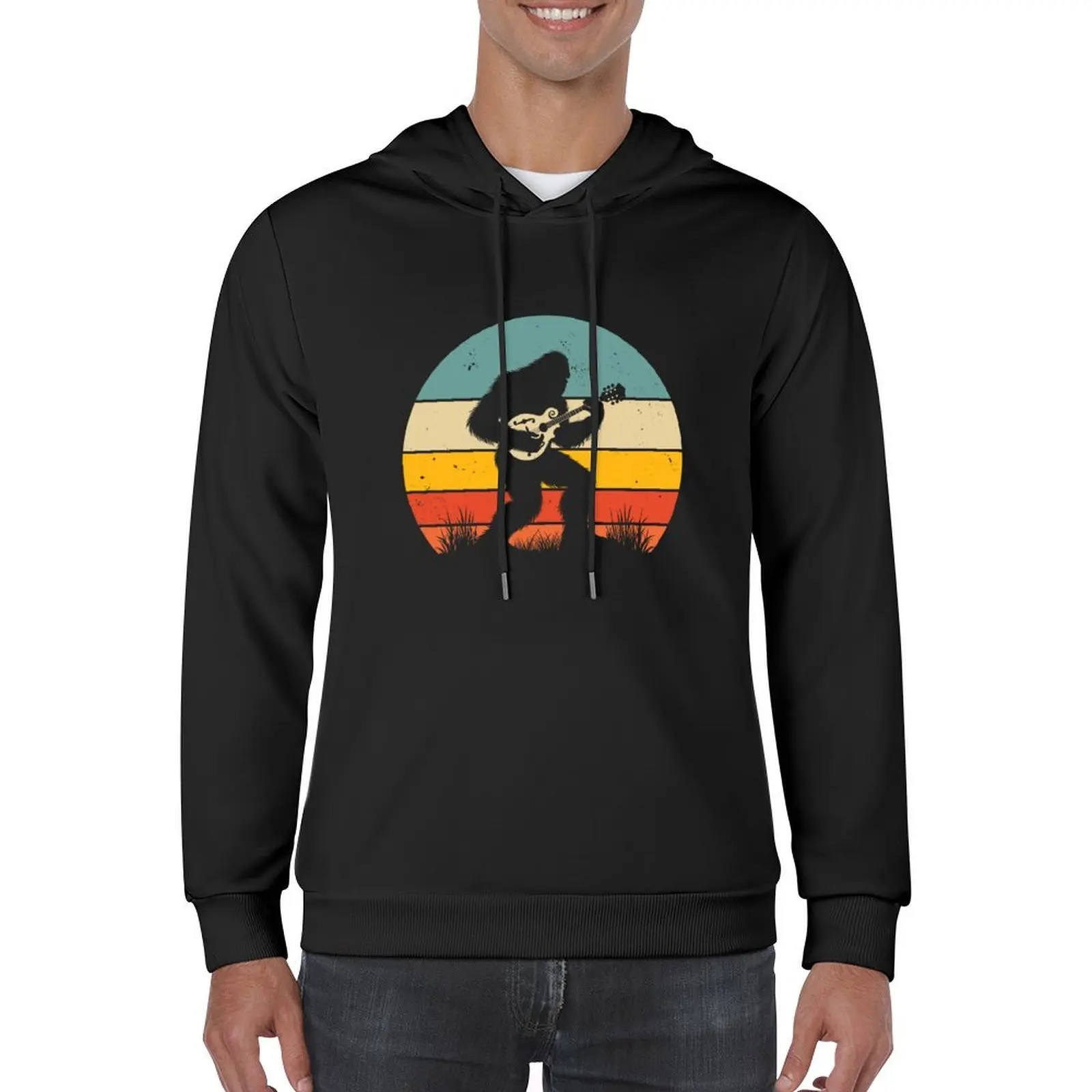 Bigfoot Sasquatch اللعب مندولين Vintage عاشق الموسيقى هوديي موضة الرجال الخريف ملابس للرجال الخريف سترة الرجال هوديي الرجال