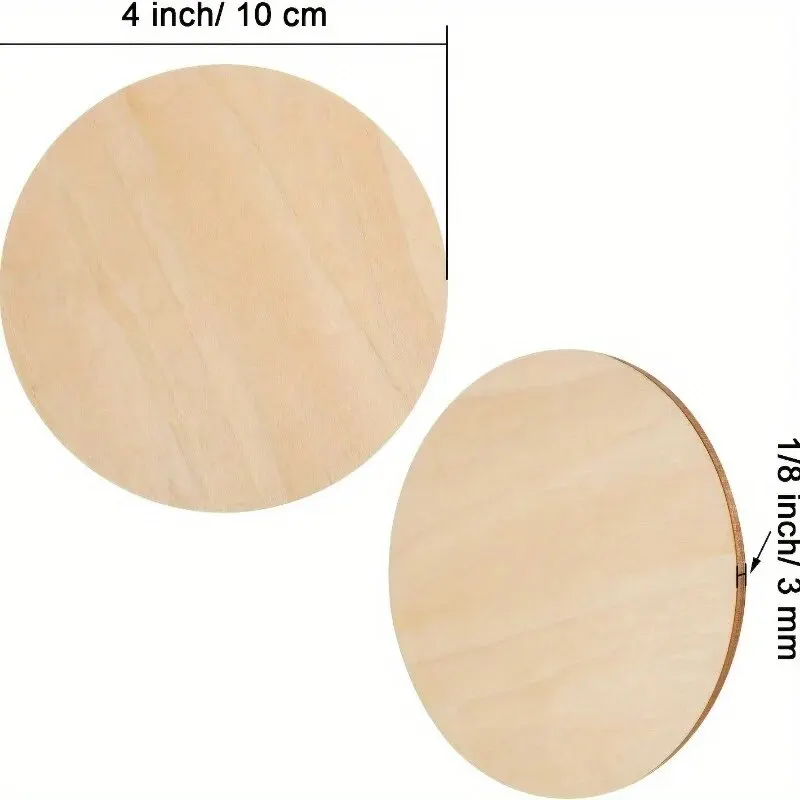 30pcs 4in/10cm Round Wood Discs For Crafts Wooden Cutout Tiles Wood Circles Round Slices, For Painting And Writing, Christmas De