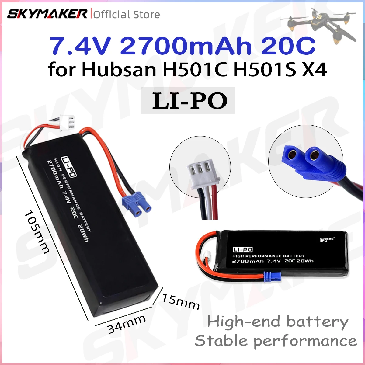 

Hubsan H501C H501S X4 7.4V 2700mAh lipo battery battery With B3 Charger For RC Quadcopter Drone H501S Accessories Parts
