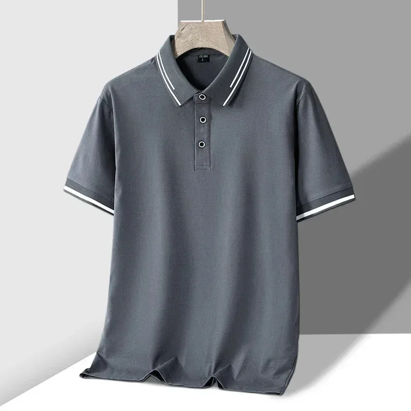 

Fashion Men's Summer Polo Shirt Tops Solid Color Cotton White Casual Short Sleeve Lapel Collar T Shirt for Men Clothes