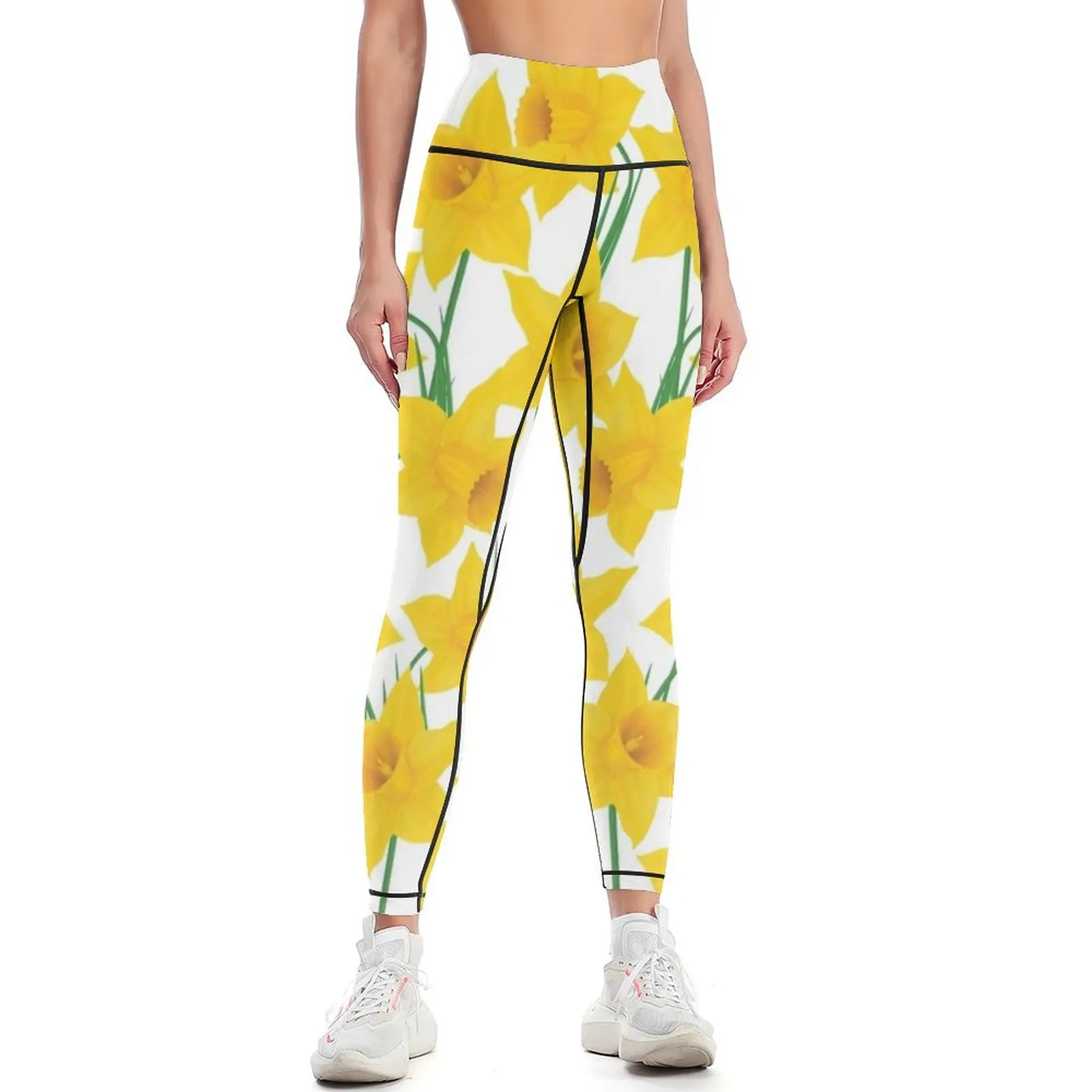 

Yellow Daffodils Pattern Leggings sportswear woman gym 2024 for girls gym clothing Womens Leggings