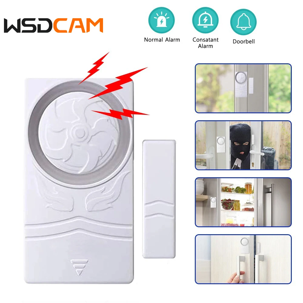 

WSDCAM 4-in-1 Mode Door and Window Alarm Kit Loud 110 dB Alarm Magnetic Alarm Sensor Home Security System