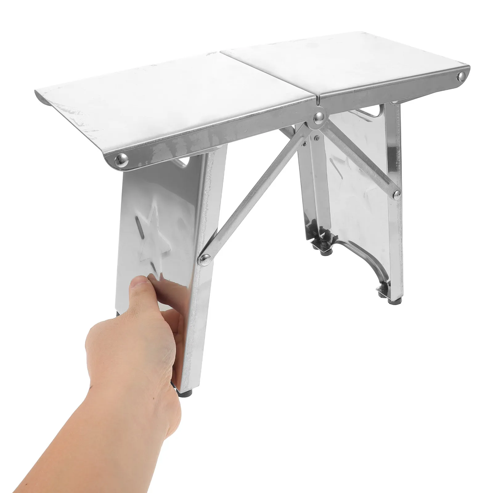 

Портативный складной табурет из нержавеющей стали, компактный дизайн, грузоподъемность 220 фунтов, для кемпинга, рыбалки, строительства