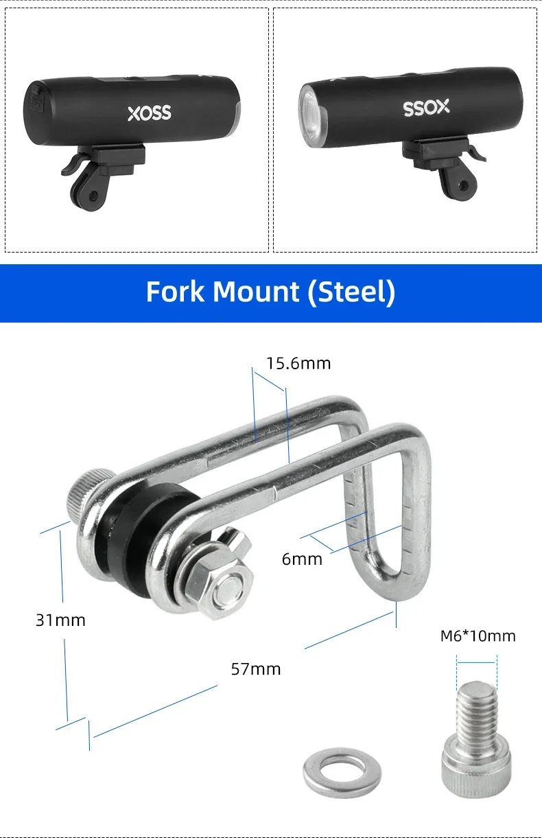 Scheinwerferhalter, anwendbar auf XOSS XL400 800, passend für GoPro Fußrichtung, umschaltbarer Fahrradlenker, Vorbau, Gabel, Helmhalterung – Detail 5