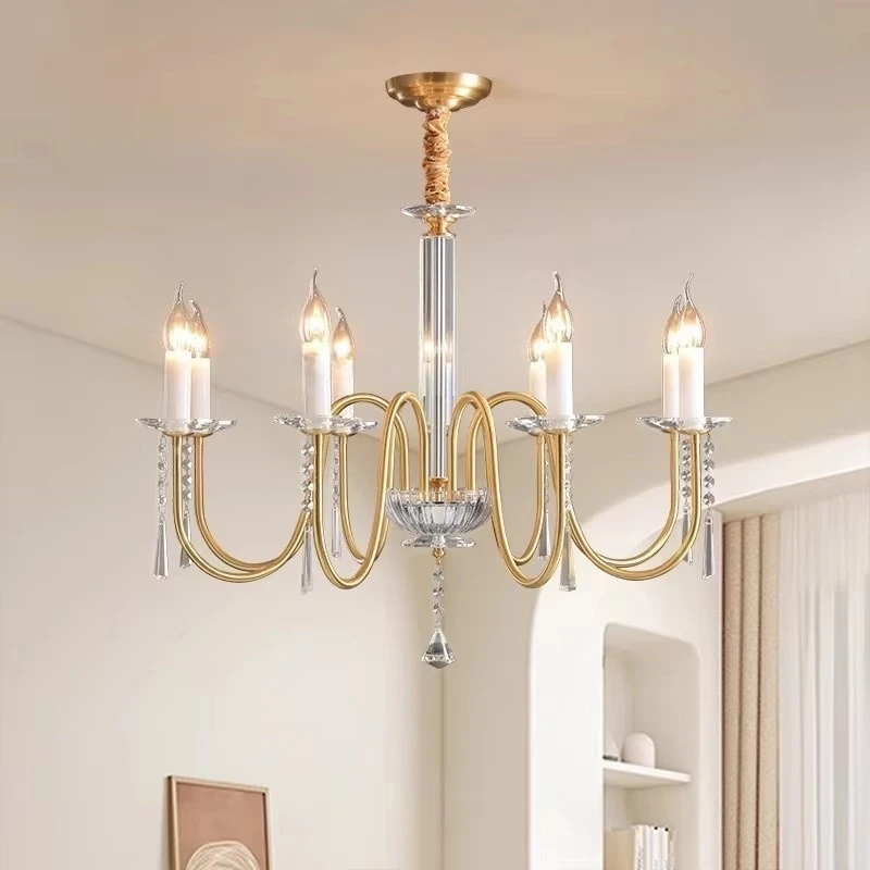 

Bedroom Crystal French Princess Room Simple American Exquisite Living Room Light Luxury Lamp Dining Room Candle Pendant Light