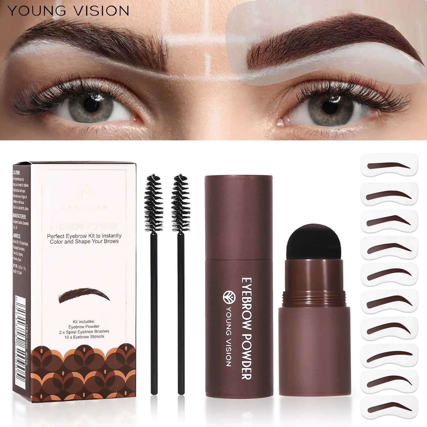 YOUNG VISION New Grooming Eyebrow Powder, Hairline Shadow Powder Grooming Eyebrow Powder