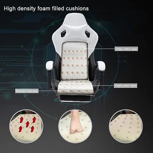 Gaming, Office Chair High Back Computer Leather Desk Chair Racing Executive Ergonomic Adjustable Chair with Headrest