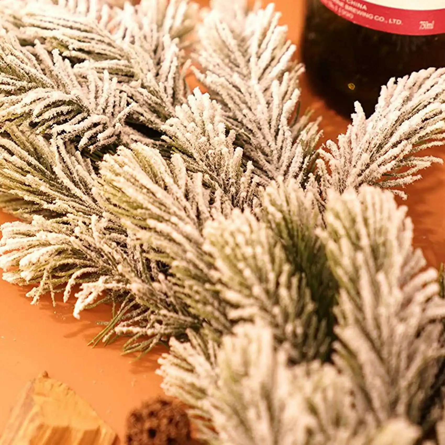Hot Selling-2X Long Artificial Snow Pine Branches Christmas Garland With Snow Decorations With Pine Front Door Snow Wreaths,2X
