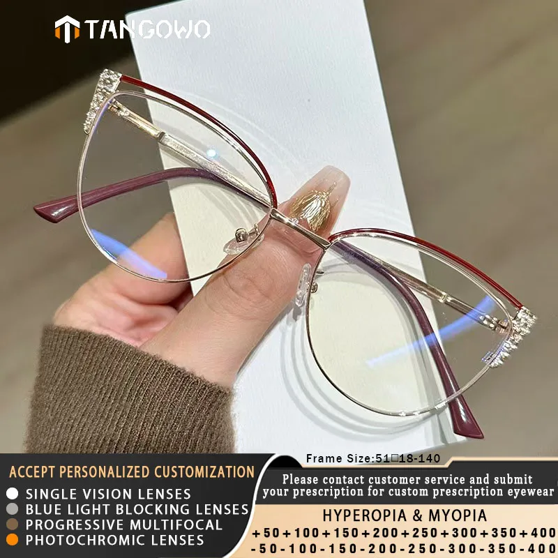 Image of TANGOWO Damen-Lesebrille für Frauen, optische Gläser mit Rezept, multifokale Gläser für Nah- und Fernsicht, verschreibungspflichtige Brillen