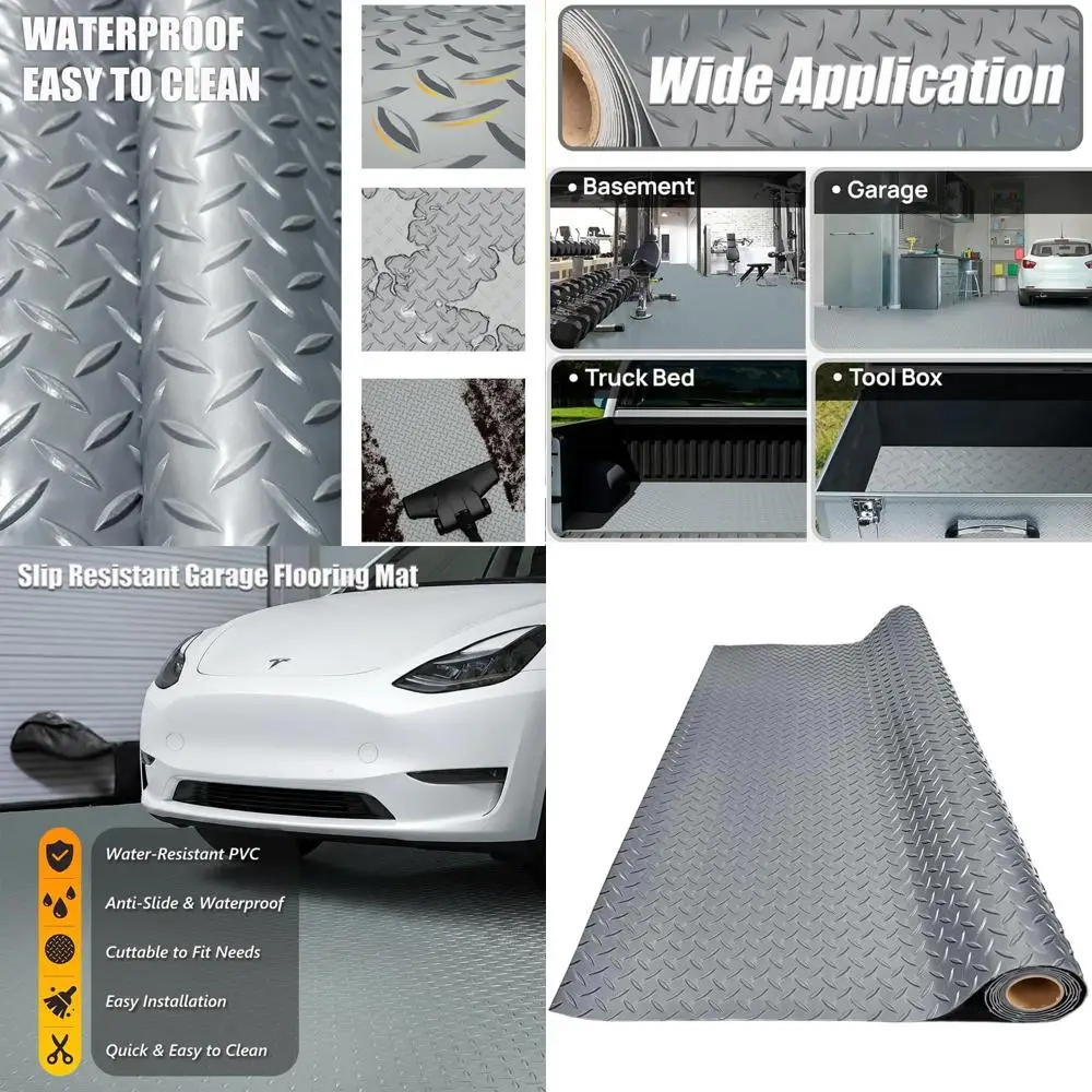 

Толстый коврик для пола гаража из ПВХ, сверхпрочный, водонепроницаемый, противоскользящий, для автомобилей, прицепов, внедорожников, подвалов, спортзалов (серый) - 2 фута x 31 фут