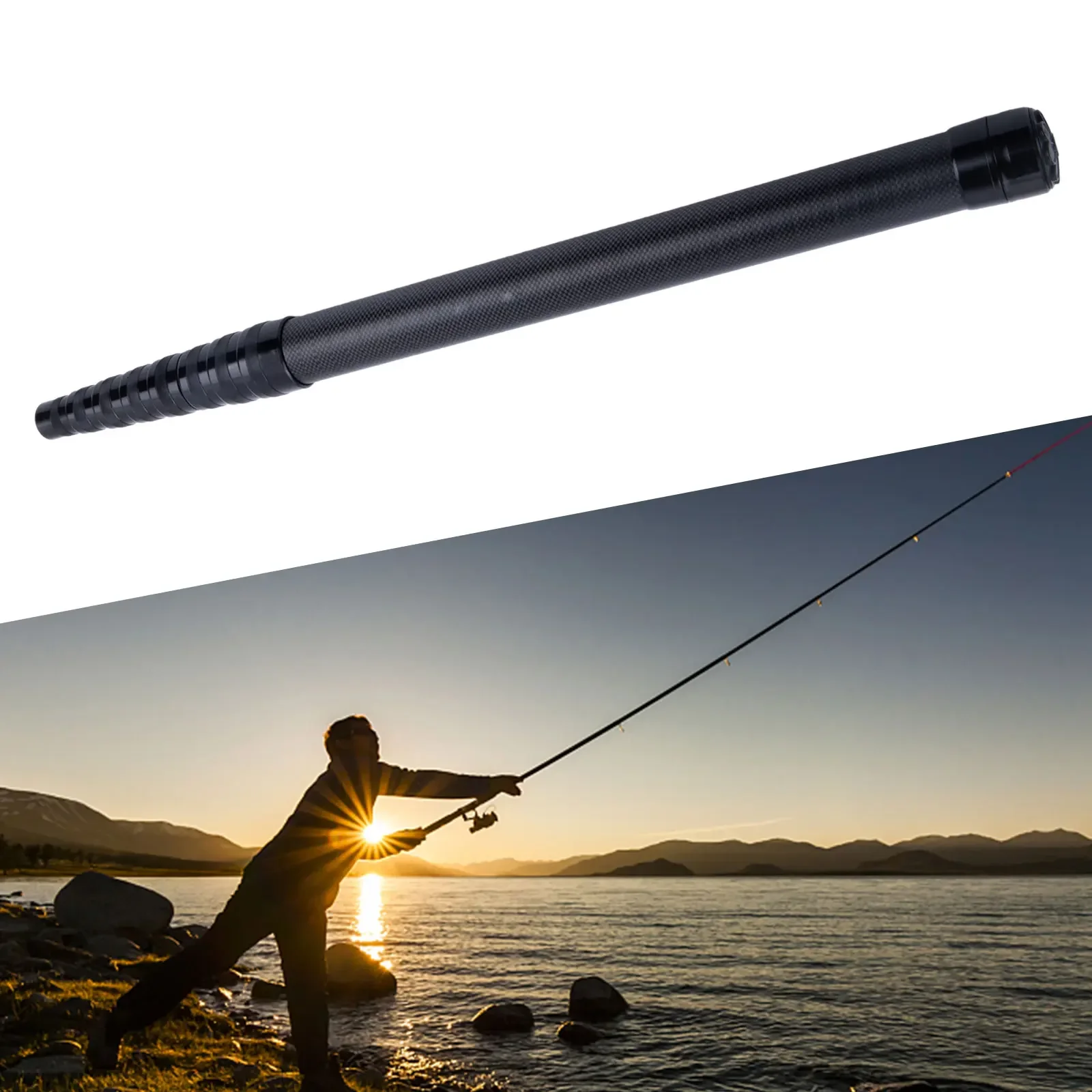 1pc New Carbon Fiber Folding Telescopic Carp Fishing Landing Net Portable Fish Shape Handle Fishing Tackle Accessories