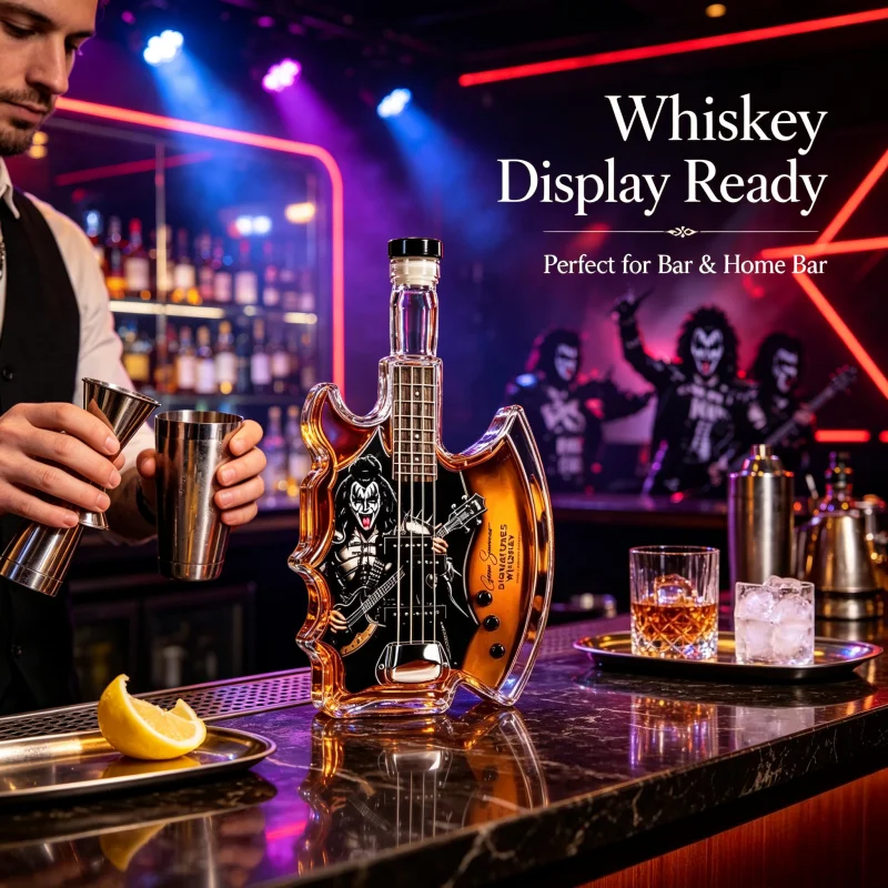 Rock Axe Guitar Whiskey Decanter KISS Band Glass Liquor Bottle Home Bar Decor Gift For Whiskey Lovers Collectible Unique Barware