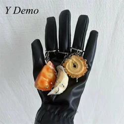Y Demo Punk Mini Jiaozi Rivets Keychain Rock Streetwear Bag Accessory