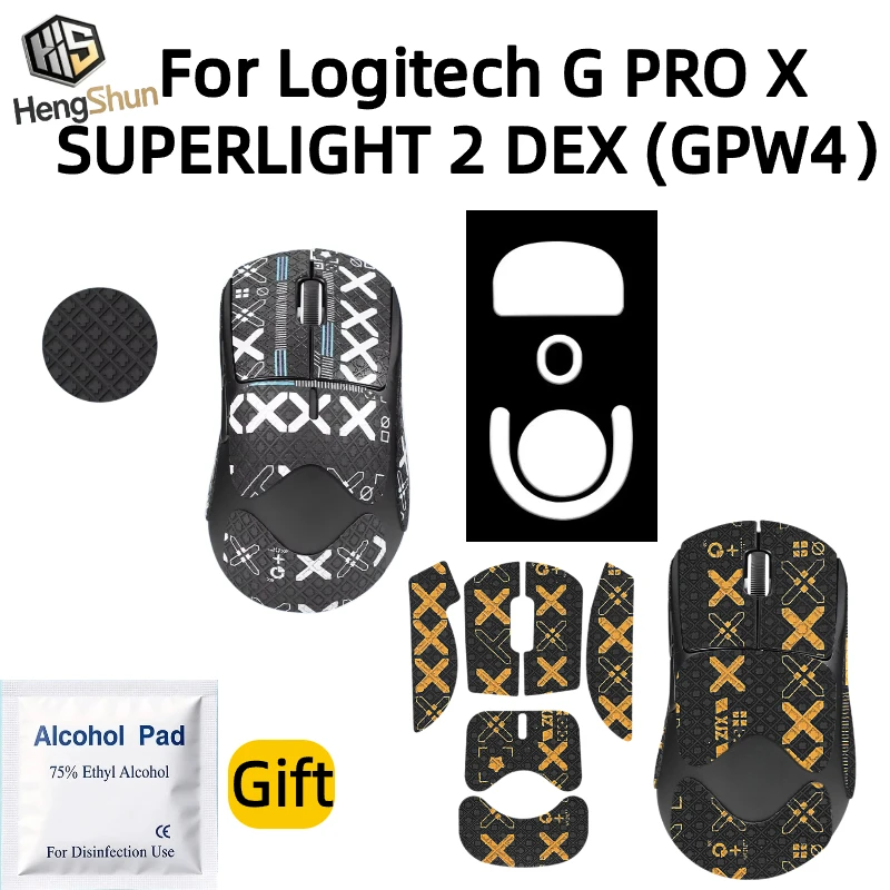 For Logitech G PRO X SUPERLIGHT 2 DEX GPW4 Grip Tape, Anti-Slip Sweat Absorbing + Feet Skates, Gaming Accessory