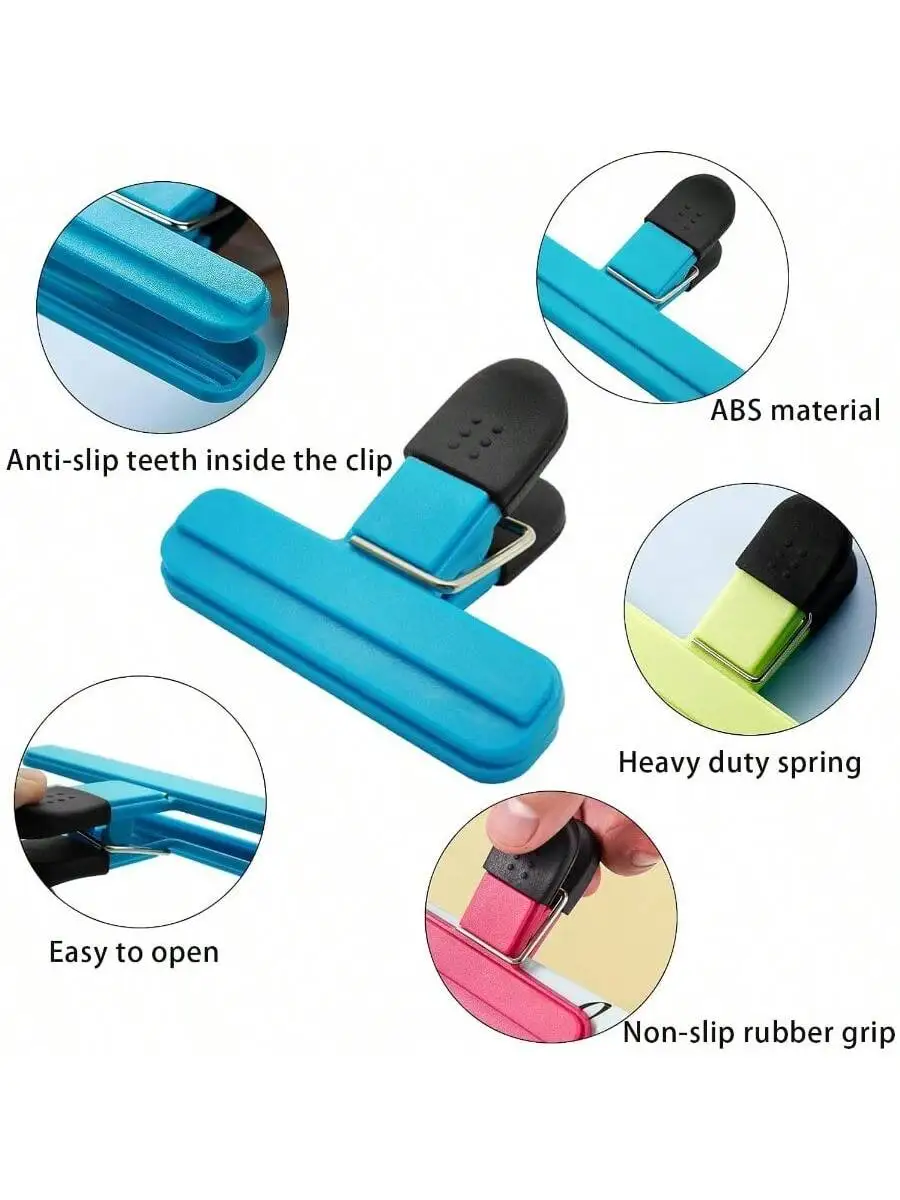 3/6pcs Large Chip Bag Clips Plastic Assorted Sizes Food Bag 