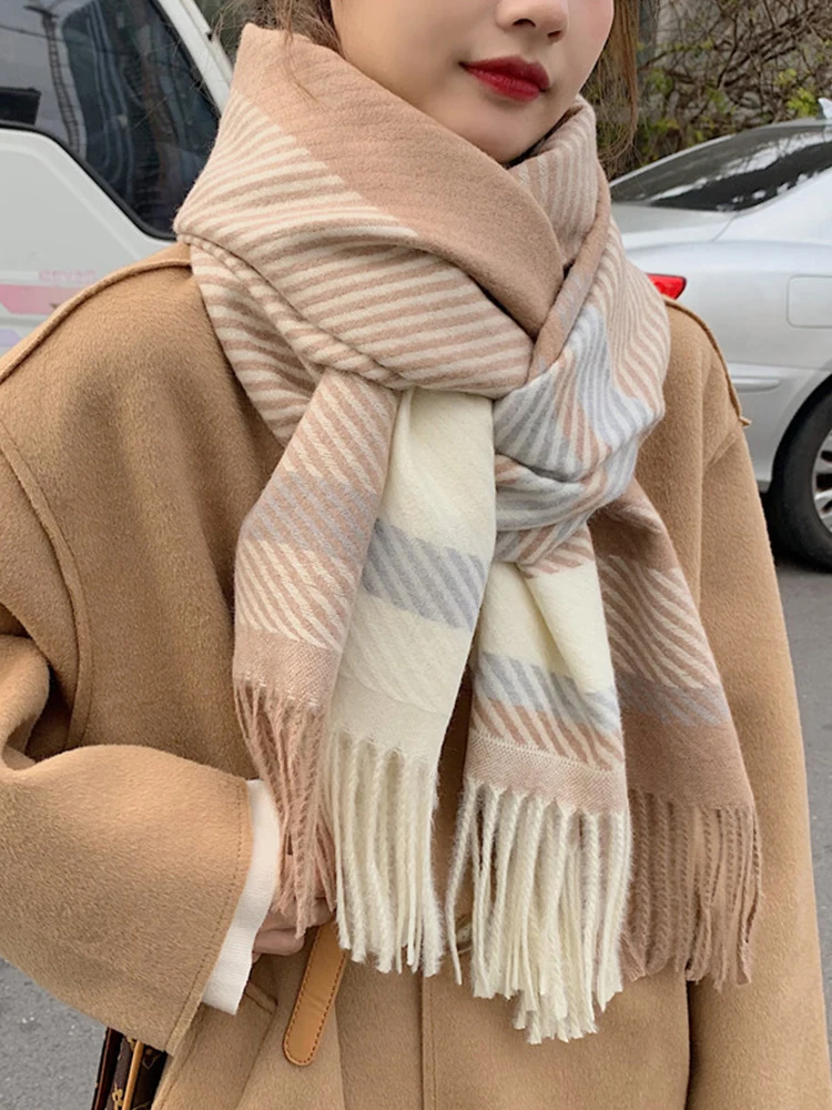 New Free Shipping Scarf Headscarf Winter Women Ladies Men Preppy Striped Warm Scarves Soft Pashmina Mujer Female Male Wrap Shawl