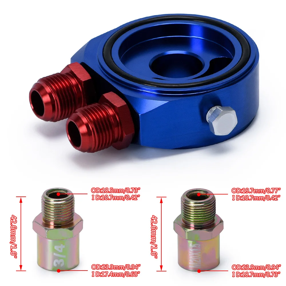 PQY - Car Aluminum Universal Oil Filter Sandwich Adapter For Oil Cooler Plate Kit AN10 PQY6721