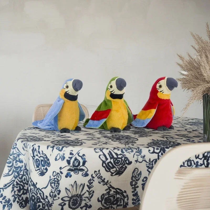 لعبة الببغاء الناطقة من القطيفة على شكل حيوان محشو يكرر ما تقول سجل إلكتروني متحرك يتحدث الطيور الحيوانات الأليفة للأطفال #3