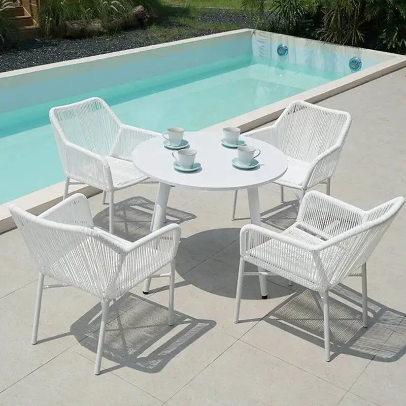 

Nordic Tables Rattan Up Make Courtyard Outdoor Luxury White Outdoor Tables Minimalist Modern Jardin Mobiliario Home Furniture