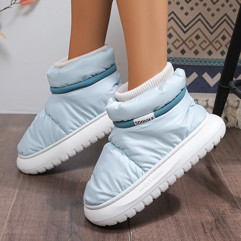 Waterproof Down Snow Boots Woman Non-Slip Platform Ankle Boots Women\'s 2023 Winter Warm Plush Cotton Padded Shoes Thick Bottom