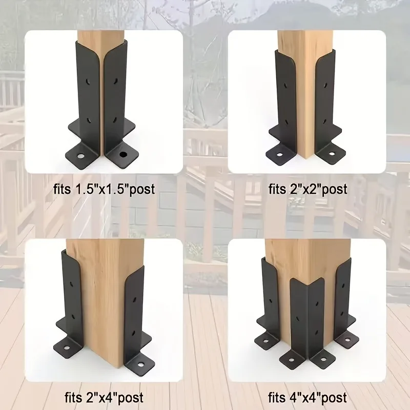 Picture 6: 2pcs Adjustable Deck Post Anchor Bracke Heavy-Duty Metal Support Wood Fence Mounts Compact Mounting Bracket Post Stabilizer