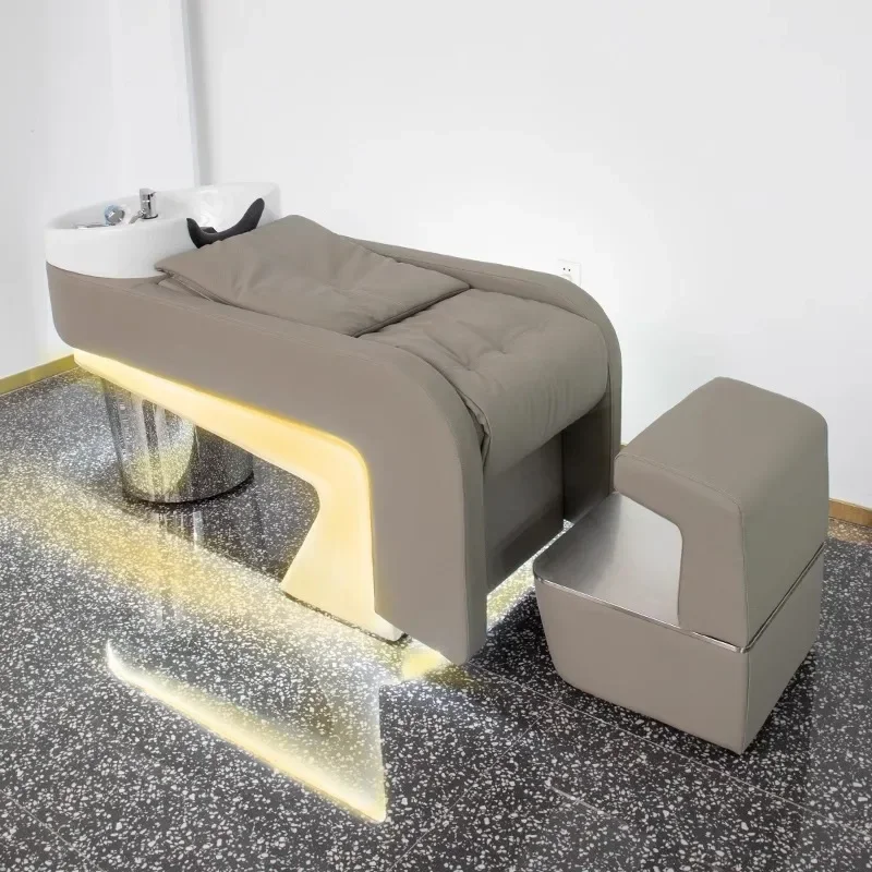 

Chinese Spa Hair Wash Professional Washbasin Therapy Beauty Salon Customer Barber Porcelain chaise coiffure Hairdressing Makeup