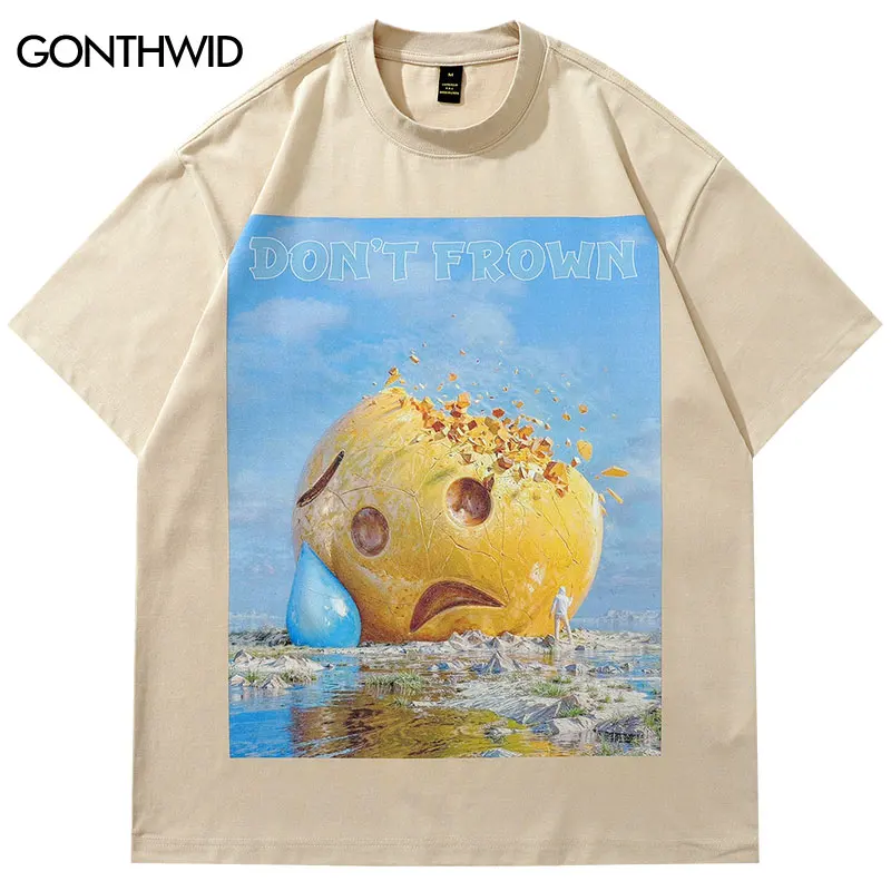 

Мужская футболка в стиле Харадзюку, большие футболки с забавным графическим принтом, уличная одежда в стиле хип-хоп, повседневные мешковатые хлопковые топы с короткими рукавами, футболка