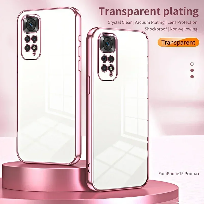 Coque transparente galvanisée pour Xiaomi, coque en TPU souple, Redmi Note 11 10 Pro Max Plus 11S 10S 10A Mi 11T 11 Lite Ultra 10 10T Pro