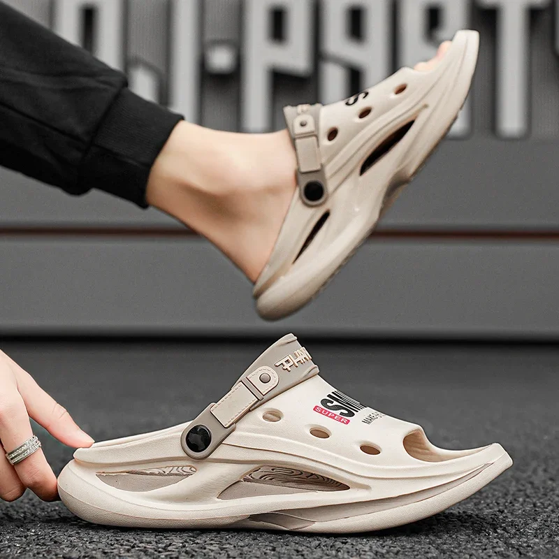 2025 الصيف الرجال نِعال تدليك الجانبين داخلي في الهواء الطلق الصنادل الشاطئ حذاء كاجوال لينة وحيد الشرائح الرجال الوجه يتخبط الصنادل الرجالية #6