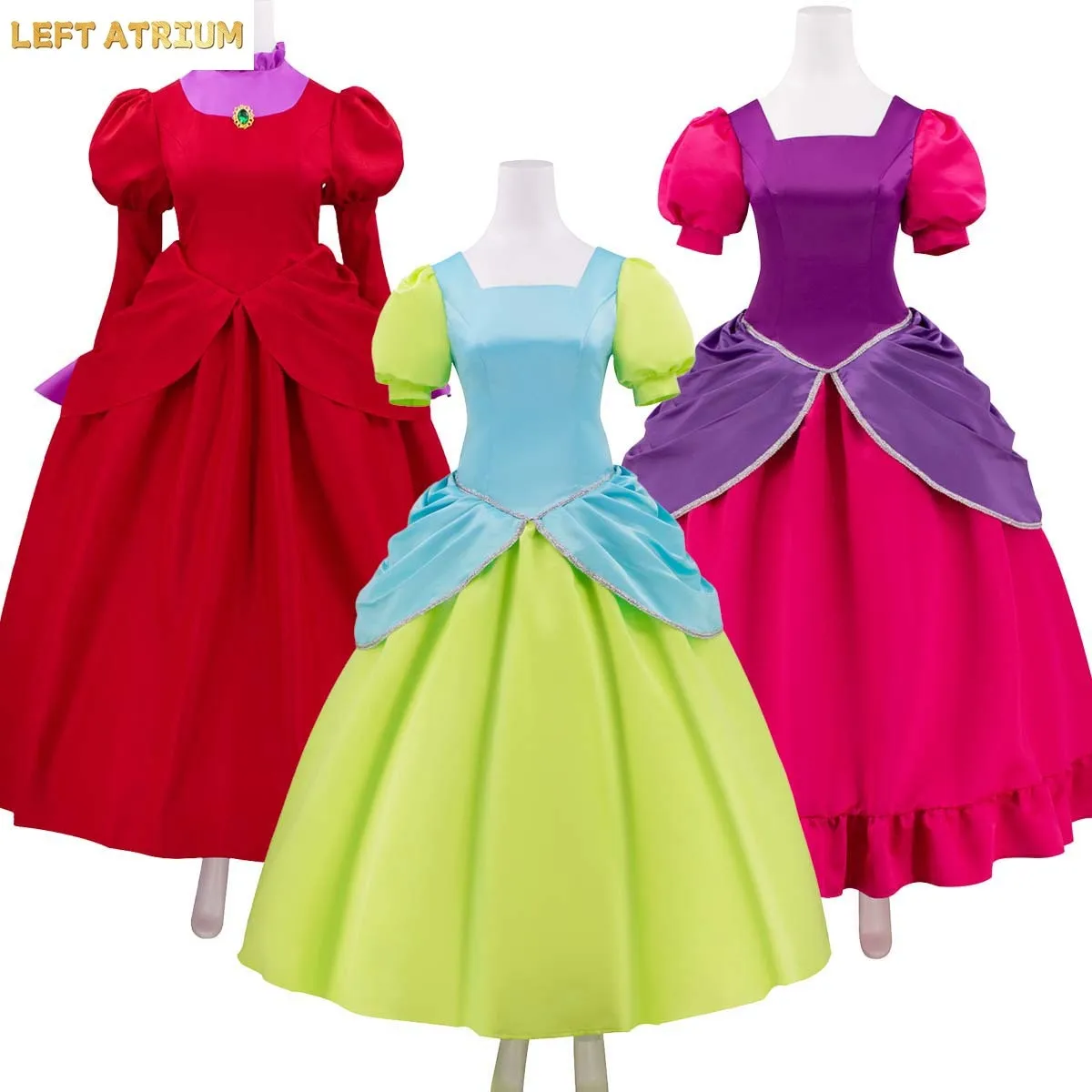 

Anime Princess Green Red Dress Fancy Ball Gown Court Cinderella Cos Adult Evil Step Sister Dress Cosplay Costume