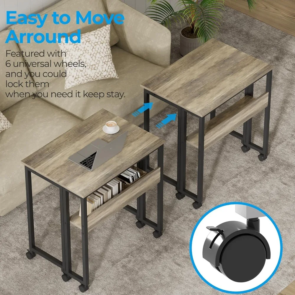 Compact Rolling Desk with Storage Shelf - 31.5 Inch Foldable Computer Desk for Small Spaces, Easy Assembly and Mobility