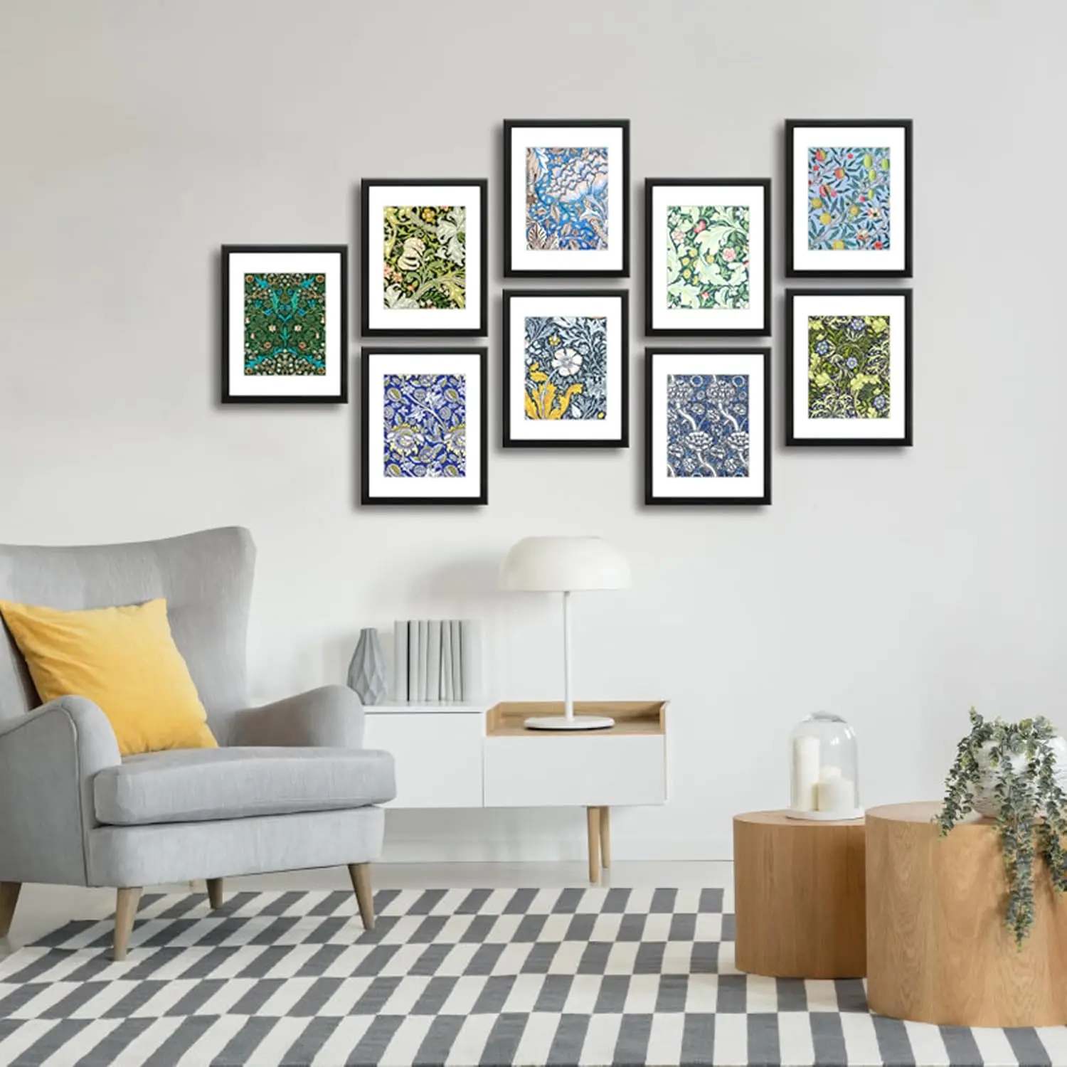 11x14 Picture Frame Set of 9 for Pictures 8x10 with Mat or 11x14 Without Mat, Wall Gallery or Tabletop display Photo Frames