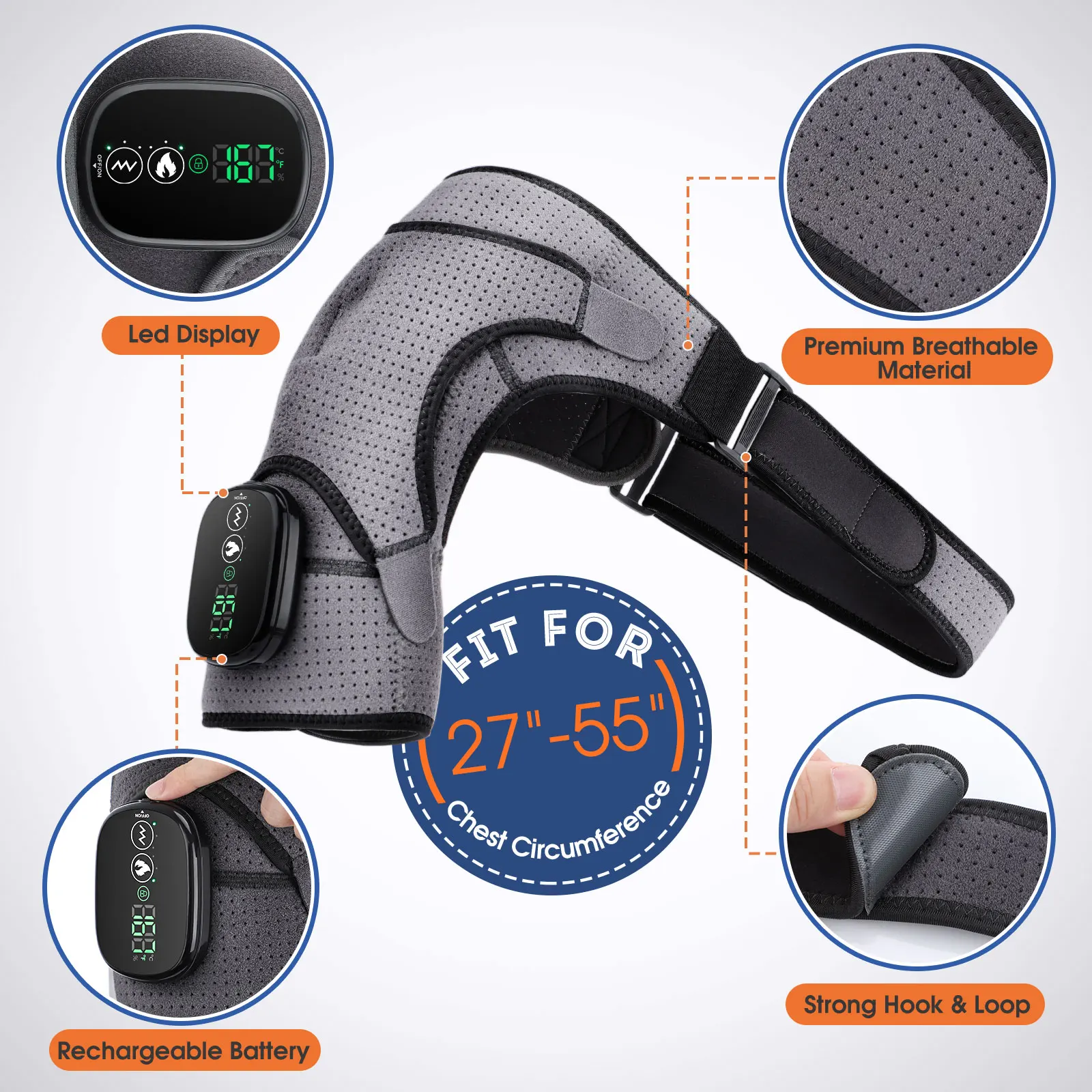 Electric Heating Pad for Shoulder Fatigue Relief Massager Left and Right Shoulder Heating Belt Wrap Brace Warming Gifts