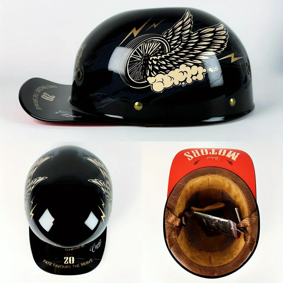 Motorhelm Heren Retro Moto Helmen Baseball Cap Persoonlijkheid Capacete Moto Fietshelm Licht Elektrisch Voertuig Helme