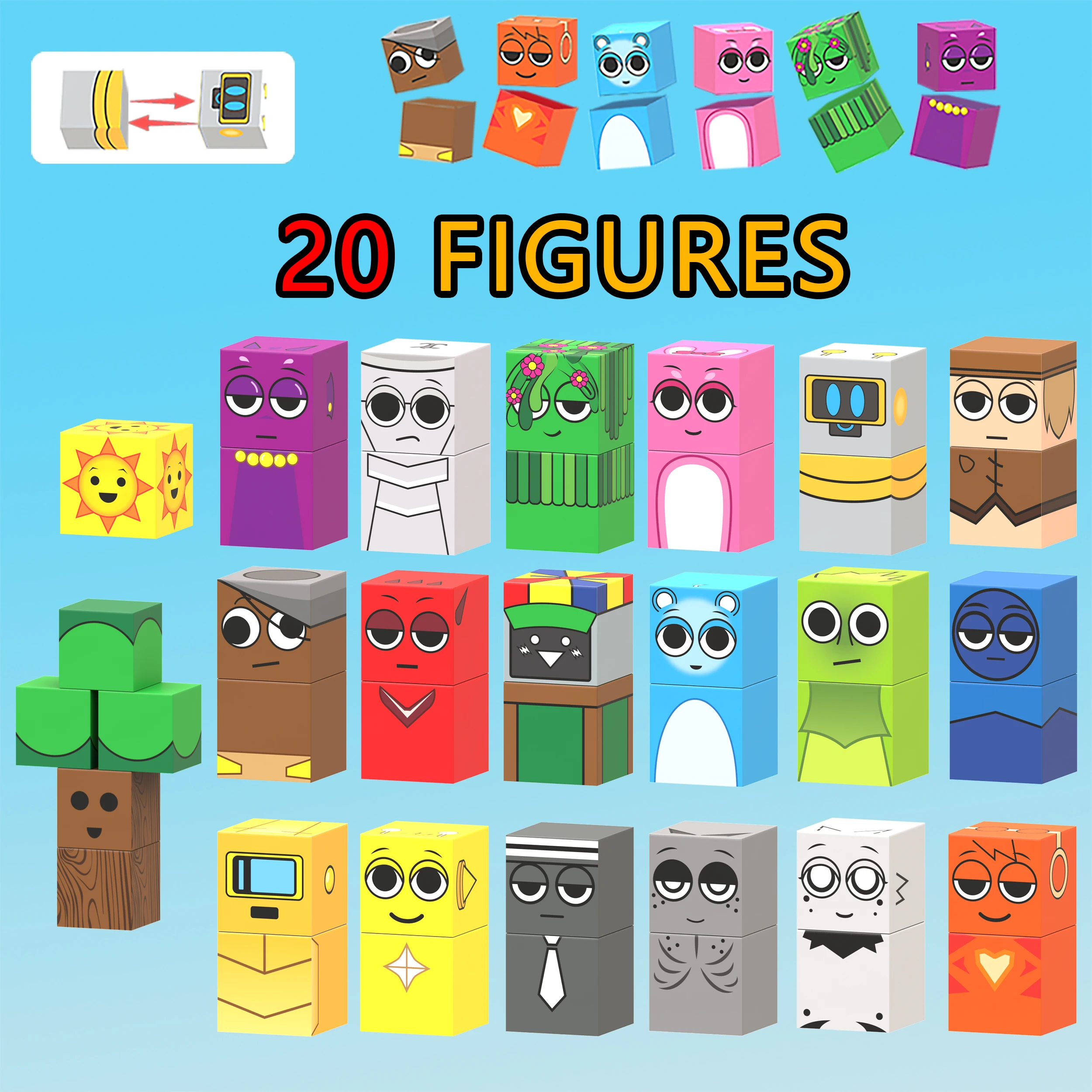 Rhythm Box Sprunki Creative Magnetic Building Blocks DIY New Sensory Stacking Toy for Kids Birthday Gift