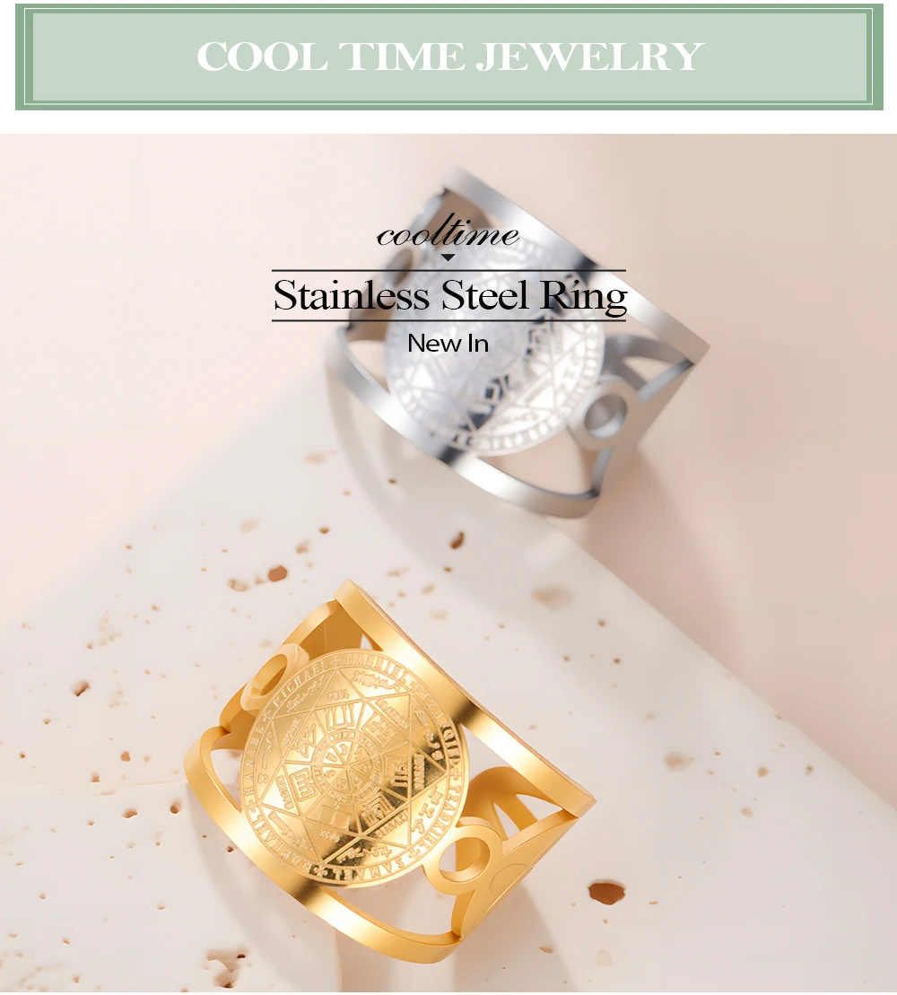 COOLTIME Sieben Erzengel Engel Ring Edelstahl Vintage Frauen Männer Solomon Schutz Amulett Ring Schmuck – Detail 1