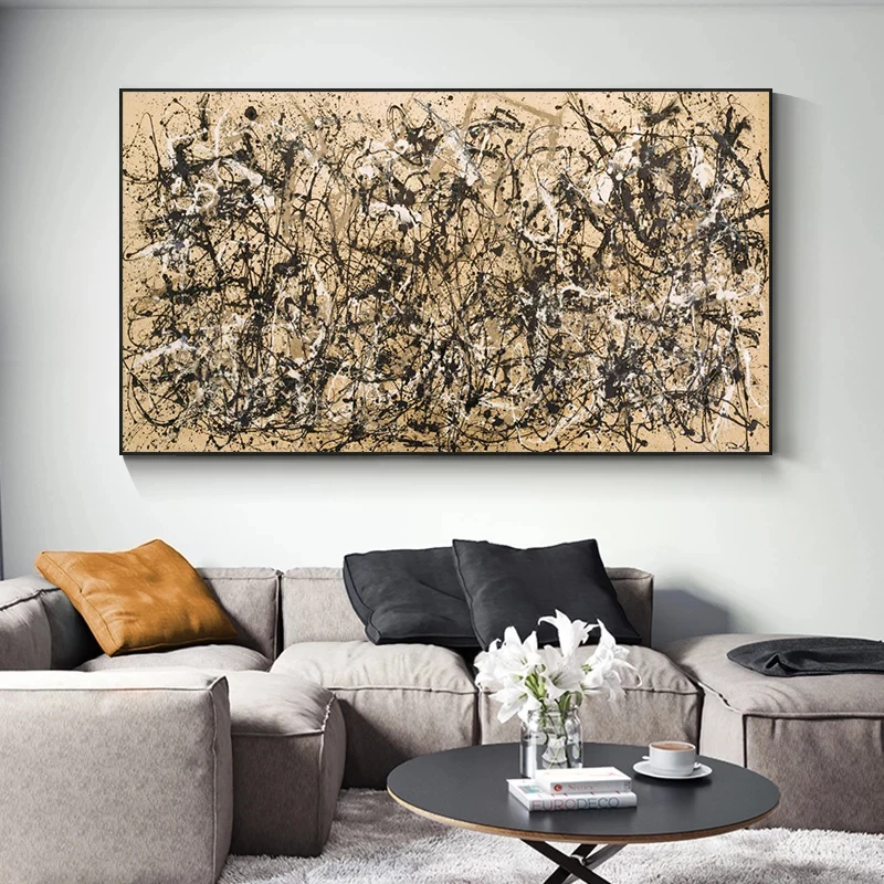 (1PC Unframe)Abstract Art Autumn Rhythm By Jackson Pollock Canvas Painting Posters and Prints Cuadros Wall Art for Living Room H