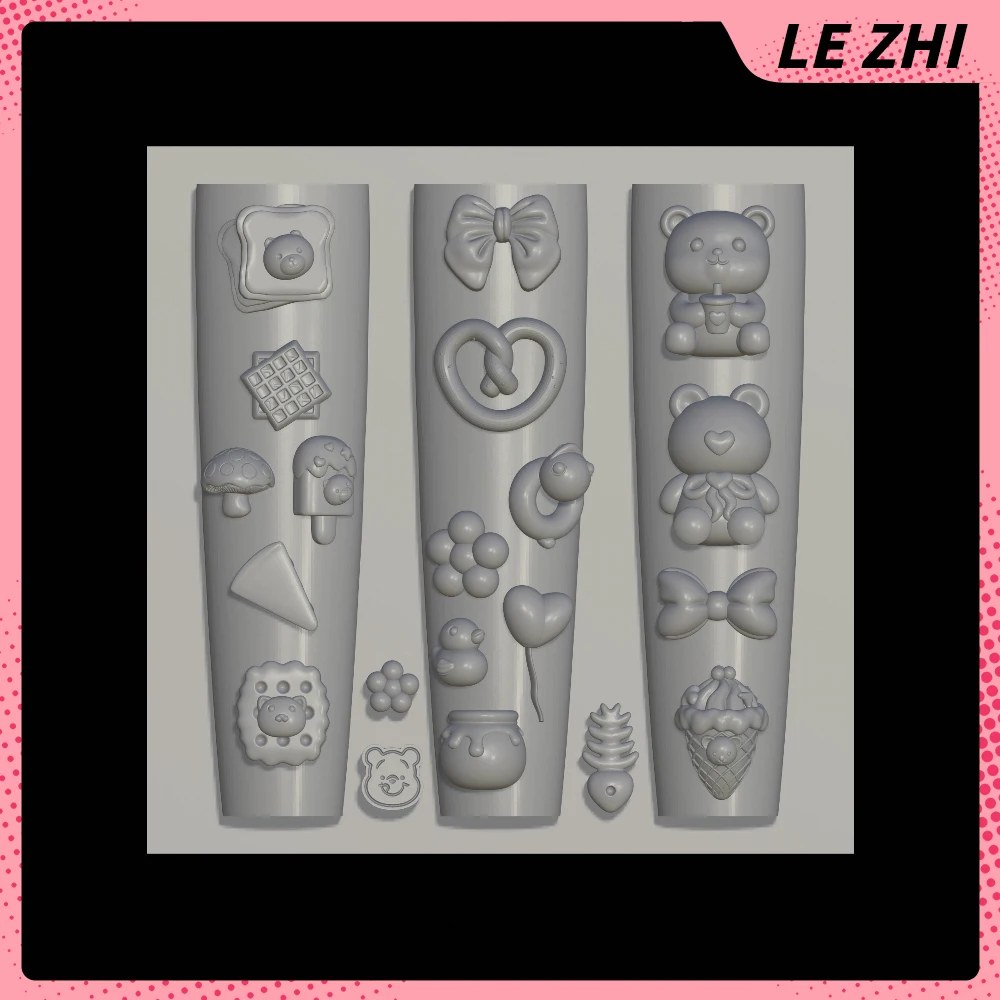 

Creativity Cute Bear 3D Silicone Mold Nail Art Accessories Kawaii Flower Balloon Ice Cream Bowknot Bread Biscuit Cake Nail Mold