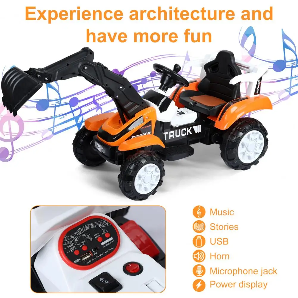 Children's Electric Excavator Construction Vehicle Can Seat People, Large Size Can Sit And Ride Excavator Toy Electric Vehicle