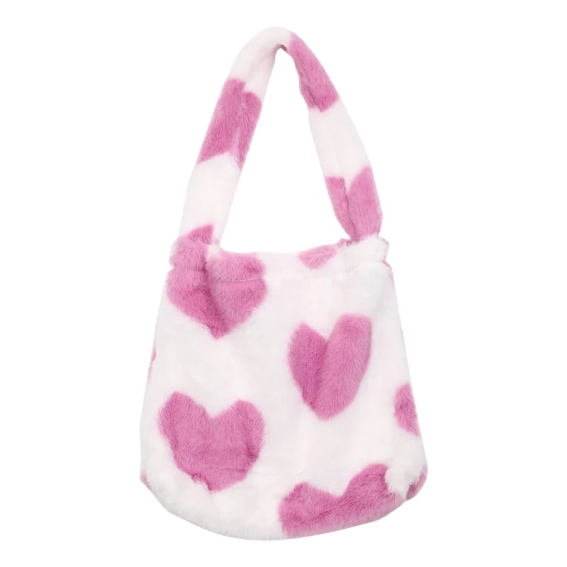 Ladies Furry Tote Bag Large Cute Plush Shoulder Bag Women Fluffy Purse for Autumn and Winter