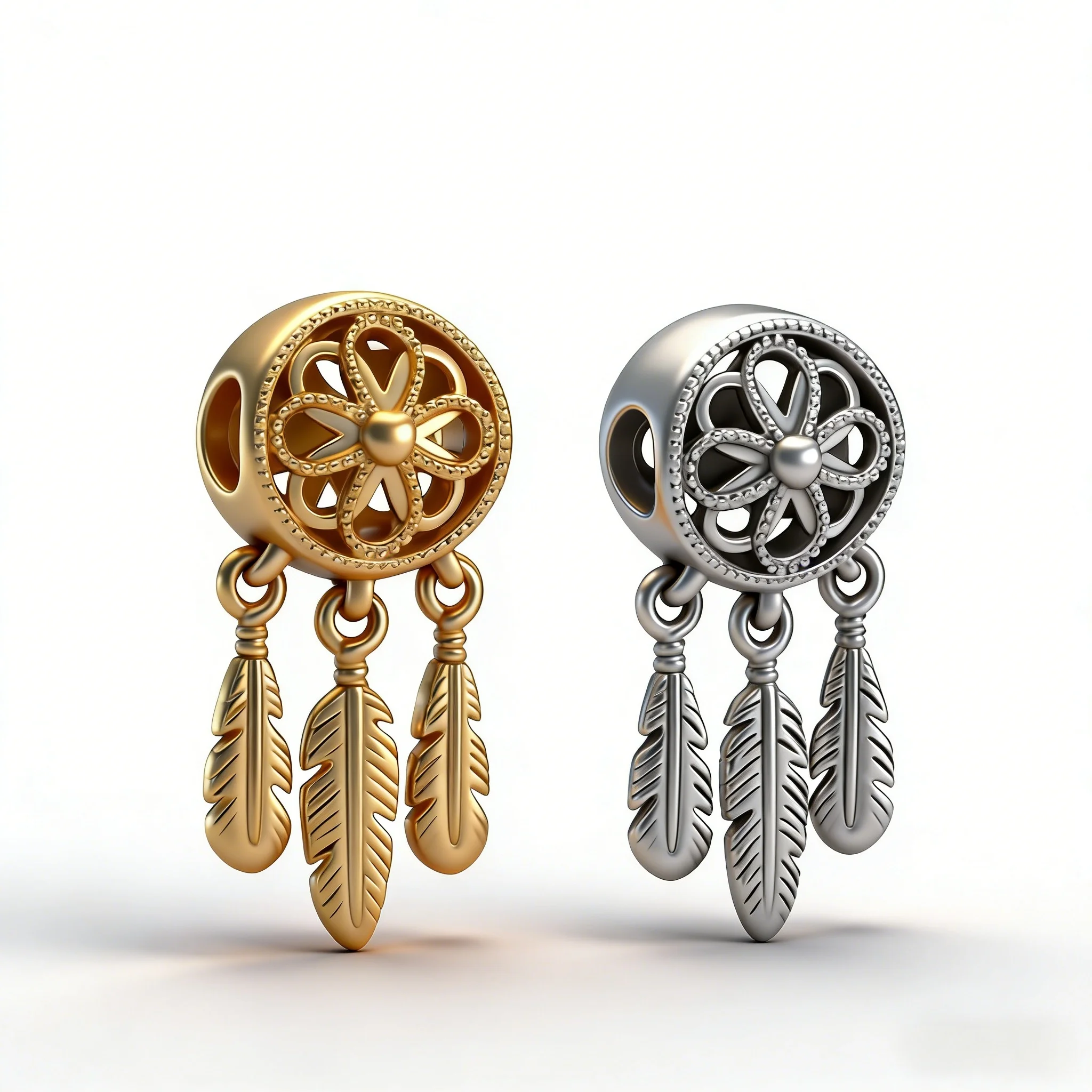 

Sterling Silver 925 Gold Divine Dream Catcher Tassel Pendant for Bracelet Necklace Women DIY Pendant for Jewelry Making