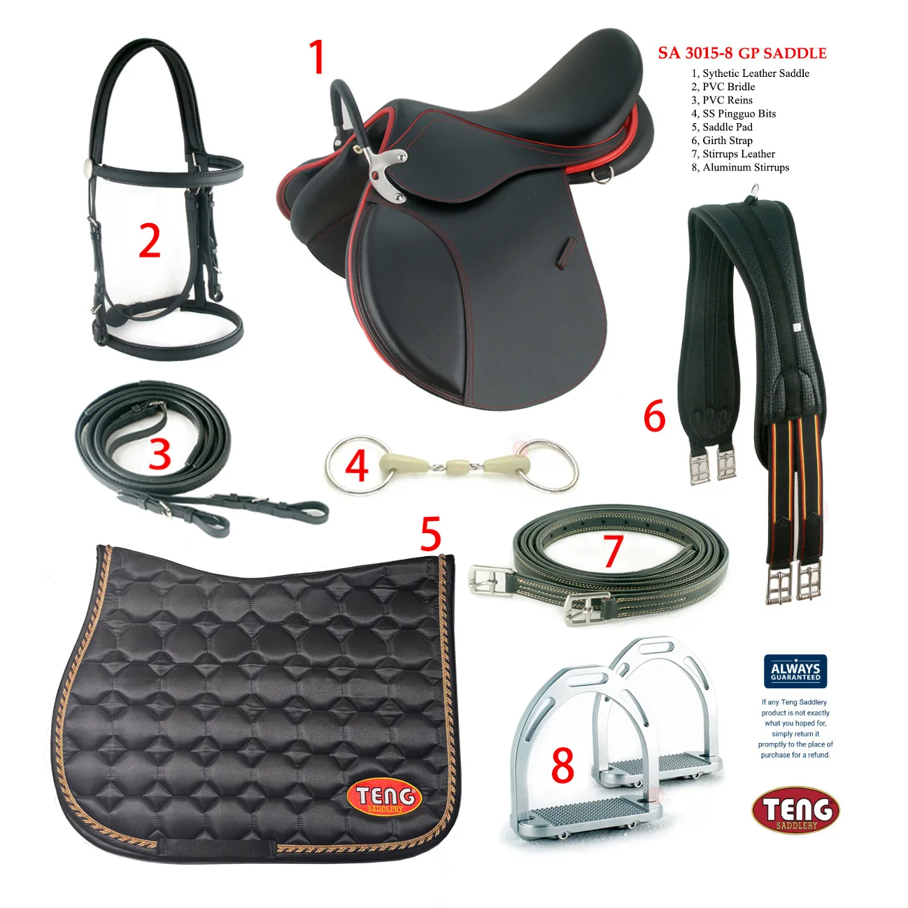 Full Set Horse Saddle Set With Safety Handle Beginner Training Saddle Tourist Riding Saddle Equestrian Gear Wholesale
