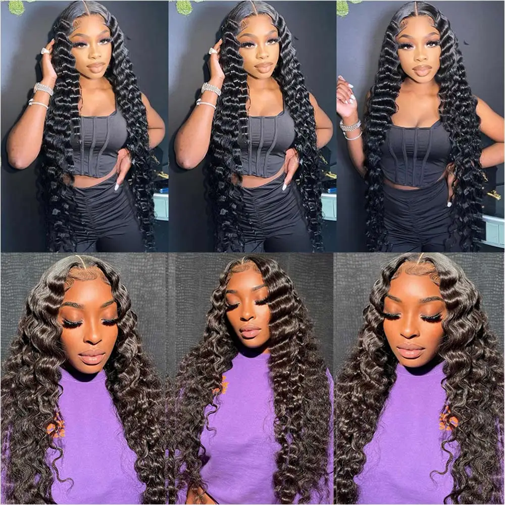 Deep Wave Hair Bundles 12A Malaysian Human Hair Bundles Deep Curly Hair 1/3/4 Bundles Remy Hair Weave Extensions 30 32 Inch