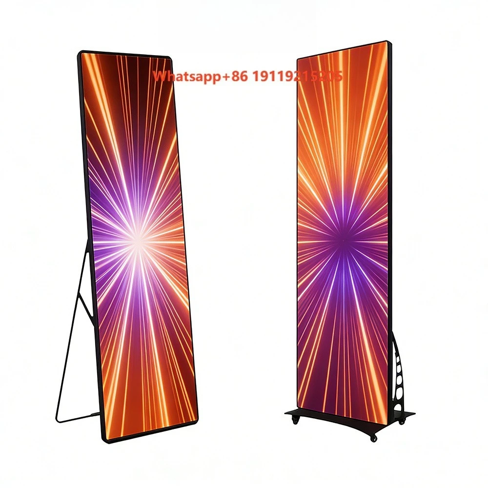 Indoor Digital Poster LED Display Ultra Thin Portable Foldable Totem Advertising Mirror LED Screens Banner Video Wall