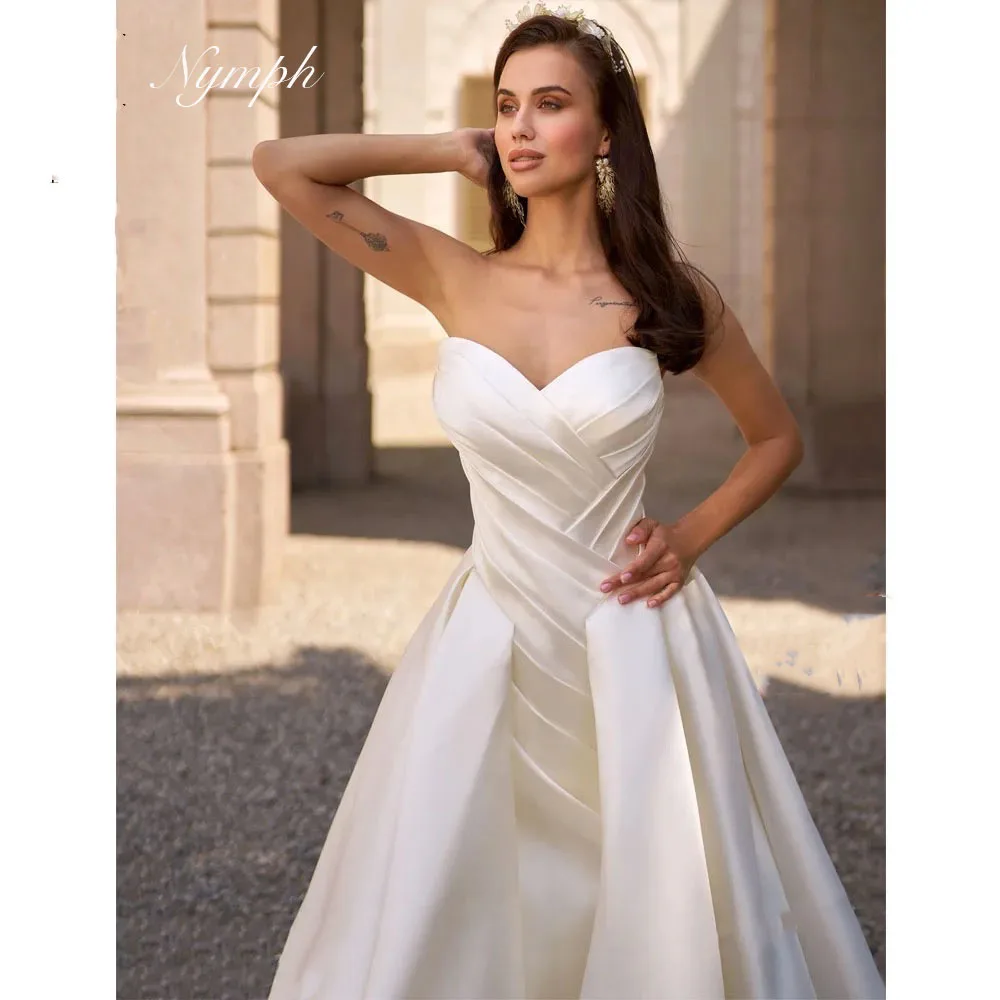 Customized Sleeveless Satin A-Line Wedding Drese 2025 Sweetheart Backless Princess Bride Gown Plus Size Vestido de Noiva