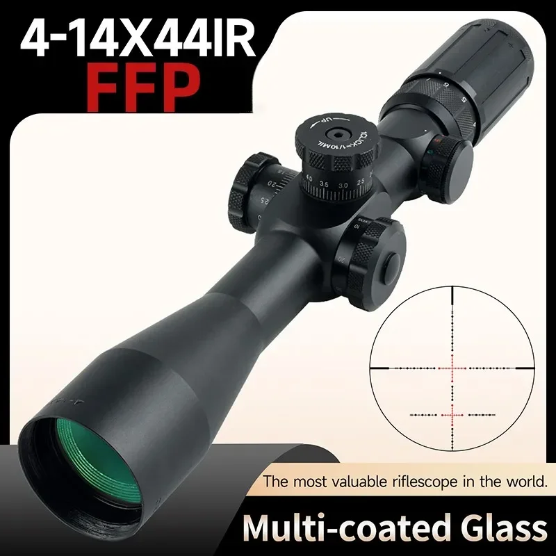 

4-14X44IR FFP Hunting Rifle Scope Red/Green Adjustable Brightness Optical Reflex Sight Tactical Sniper Riflescope 11MM/20MM