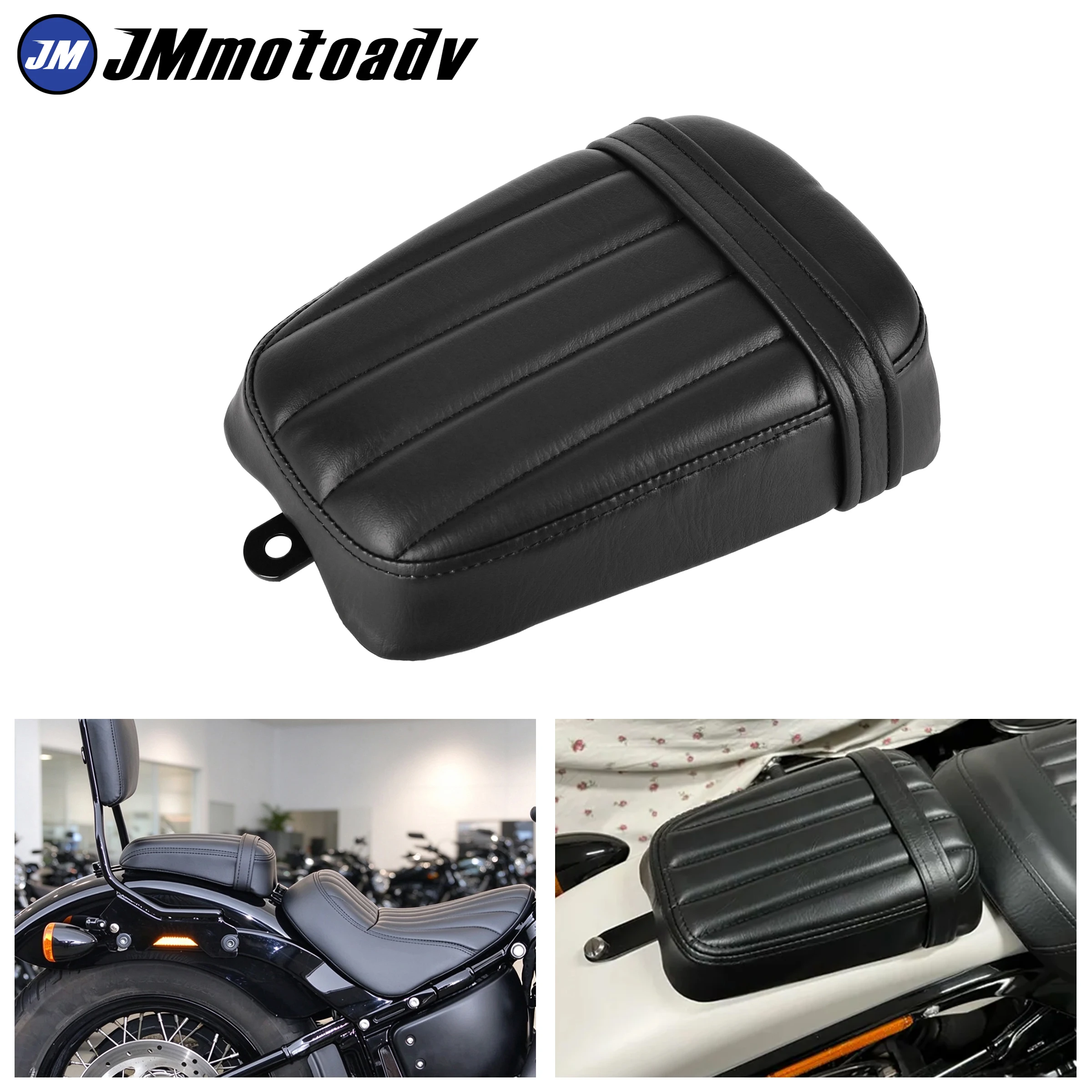 Motorcycle Rear Pillion Seat Cushion For Harley Softail FXST Street Bob FXDB Softail Slim FLS 2012-2017 Retro Black PU Seat