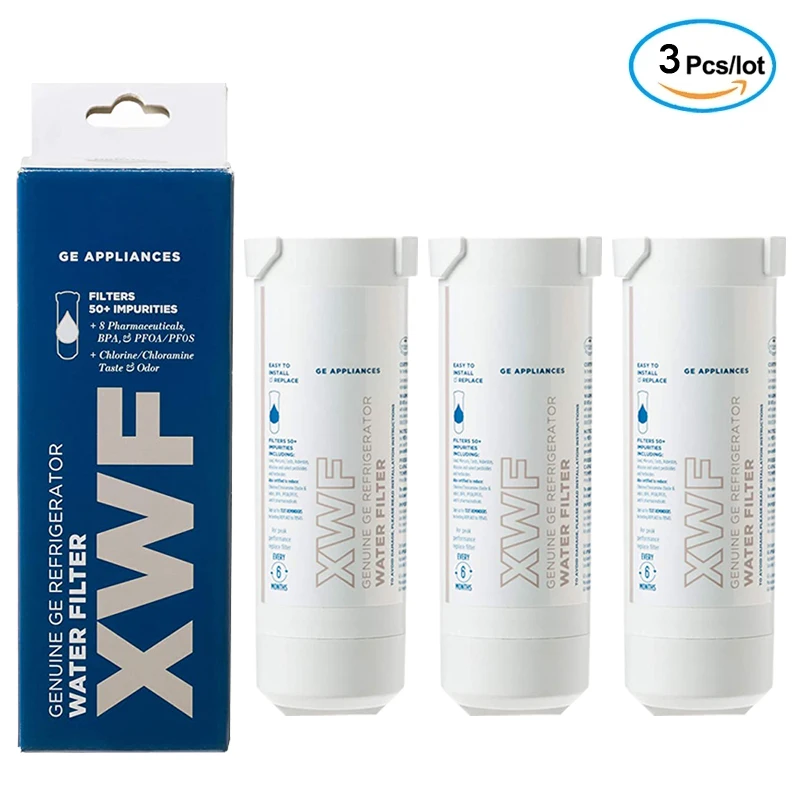 Filtro acqua per frigorifero certificato XWF NSF, ricambio per XWF (WR17X30702), GDE25, GNE25, GNE27, 3 filtri (non XWFE)